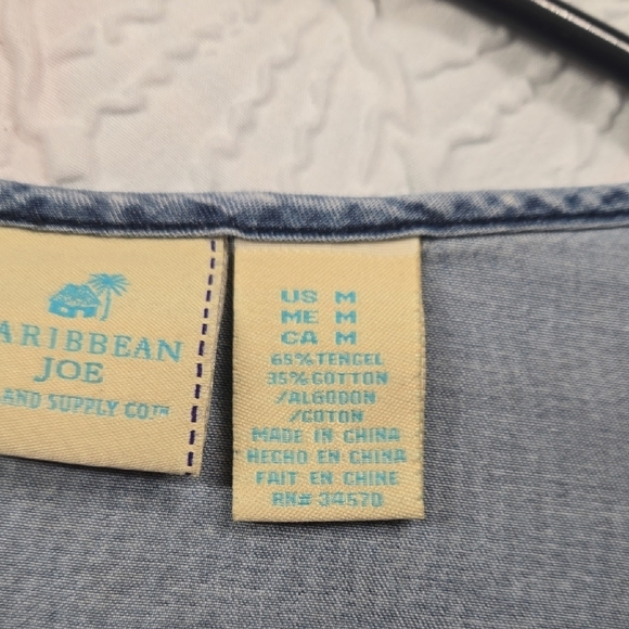 Caribbean Joe Blue Lace-Up Blouse - Picture 8 of 8